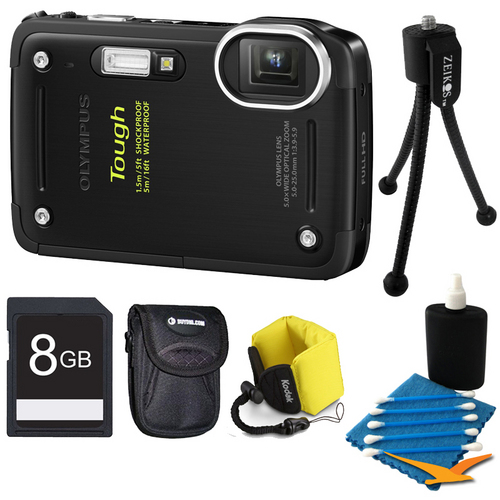 Olympus 8GB Kit Tough TG-620 iHS 12MP Water/Shock/Freezeproof Digital Camera - Black