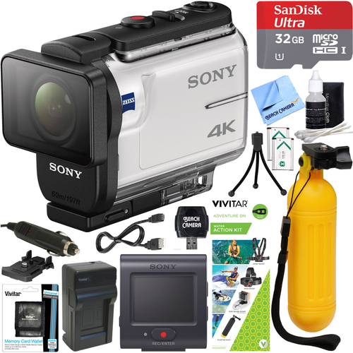 Sony FDR-X3000R 4K Action Camera w/ Live View Remote + Water Action Kit Bundle