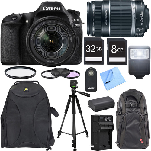 Canon EOS 80D CMOS DSLR Camera w/ EF-S 18-135mm IS USM Lens Photography Bundle