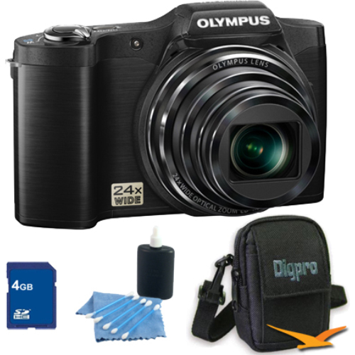 Olympus 4 GB Kit SZ-12 14MP 3.0 LCD 24x Opt Zoom Digital Camera - Black