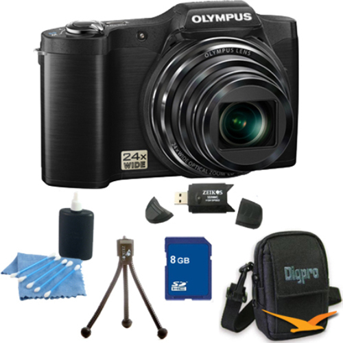 Olympus 8 GB Kit SZ-12 14MP 3.0 LCD 24x Opt Zoom Digital Camera - Black