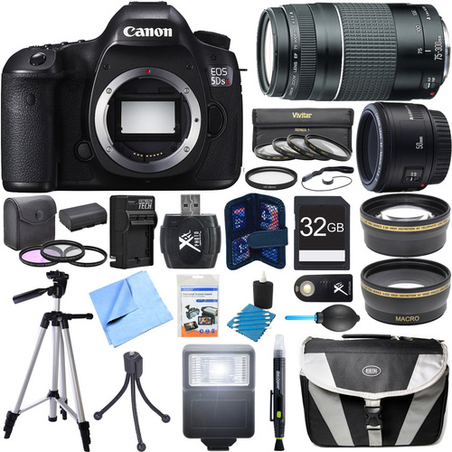Canon EOS 5DS R 50.6MP Digital SLR Camera w/ 50mm + 75-300mm Lens Super Bundle