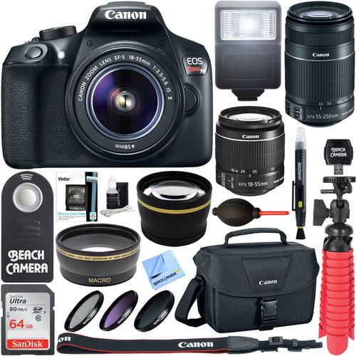 Canon EOS Rebel T6 DSLR Camera with EF-S 18-55mm & 55-250mm IS II Lens + Accessory Kit
