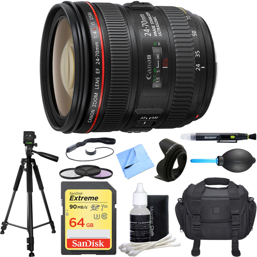 Canon EF 24-70mm F/4L IS USM Standard Zoom Lens Deluxe Accessory Bundle