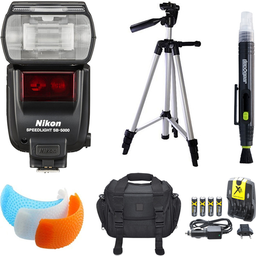 Nikon SB-5000 AF Speedlight Flash, Tripod, and Case Bundle