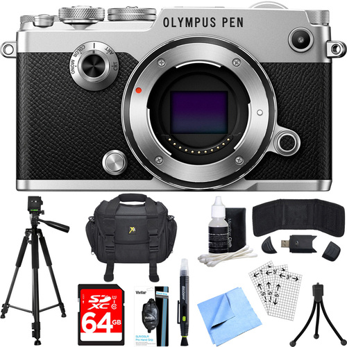 Olympus PEN-F 20MP Mirrorless Micro Four Thirds Digital Camera (Silver) Accessory Bundle
