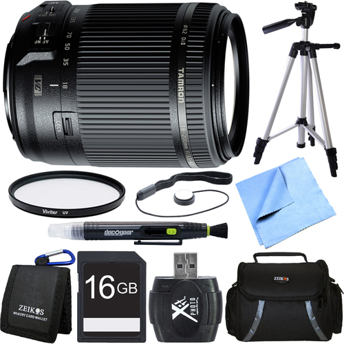 Tamron 18-200mm Di II VC All-In-One Zoom Lens for Canon Mount 16GB Memory Card Bundle