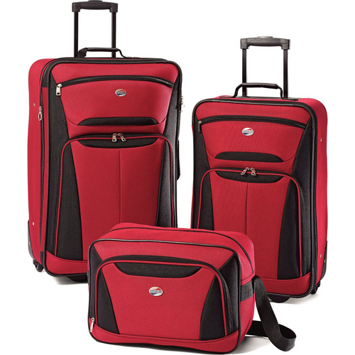 American Tourister Fieldbrook II Three-Piece Luggage Set (Red/Black)