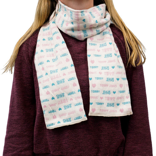 Tommy Jeans Fashionable Scarf - Blue & Pink Heart Design