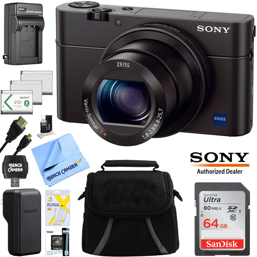 Sony Cyber-shot DSC-RX100M3 RX100 III 20.2 MP Digital Camera w/ 64GB Pro Case Bundle