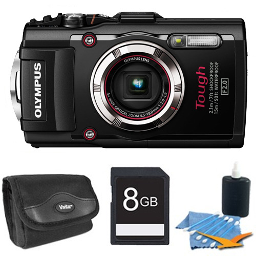 Olympus TG-3 16MP 1080p HD Shockproof Waterproof Digital Camera Black 8 GB Kit