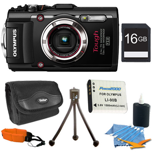 Olympus TG-3 16MP 1080p HD Shockproof Waterproof Digital Camera Black 16 GB Kit