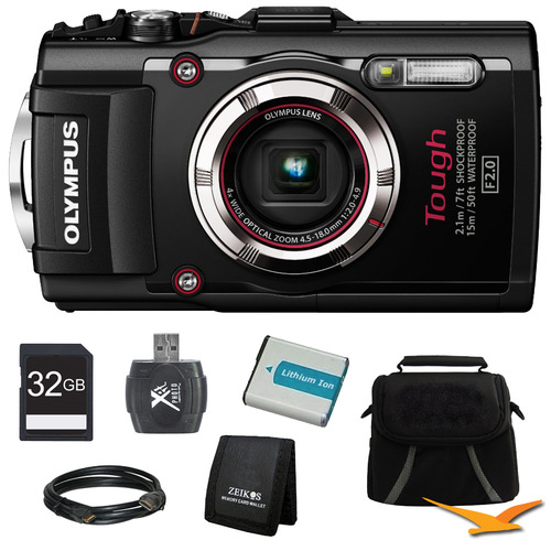 Olympus TG-3 16MP 1080p HD Shockproof Waterproof Digital Camera Black Ultimate Kit