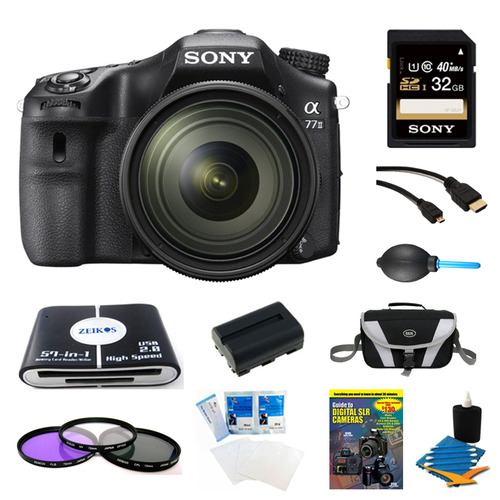 Sony a77II HD DSLR Camera with 16-50mm Lens, 32GB Card, and Battery Bundle