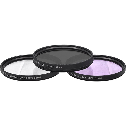 Xit 62mm UV, Polarizer & FLD Deluxe Filter kit (set of 3 + carrying case)