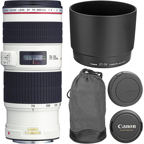 Canon EF 70-200mm f/4L IS USM with Case and Hood USA Warranty