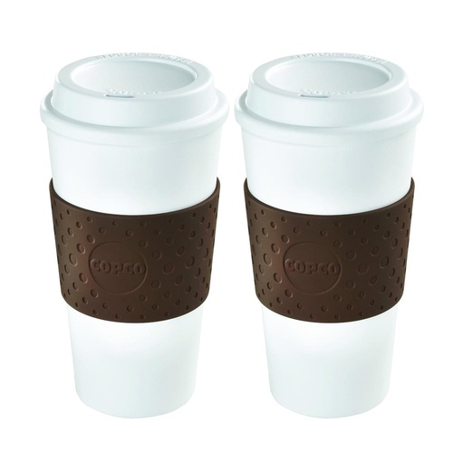 Copco 16 Ounce Eco-First Acadia Mug White/Brown - 2 Pack