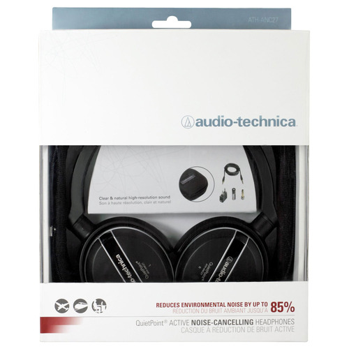 Audio-Technica ATH-ANC27 QuietPoint Active Noise-Canceling Headphones And Travel Case