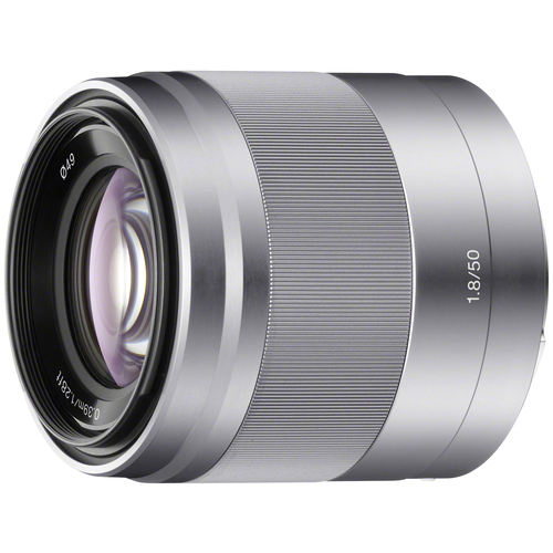 Sony E 50mm F1.8 OSS Lens Telephoto Prime for E-Mount (Silver) SEL50F18