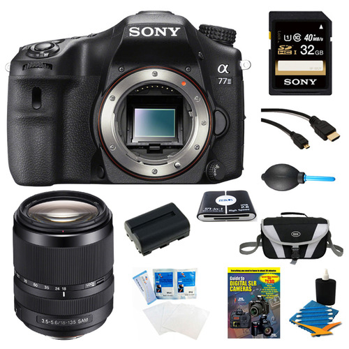 Sony a77II 24.3MP HD 1080p DSLR Camera 18-135mm Lens Bundle