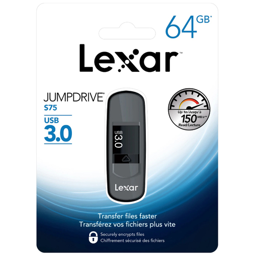 Lexar 64 GB JumpDrive S75 - USB 3.0 Memory Stick (Small Blister) - LJDS75-64GABNL