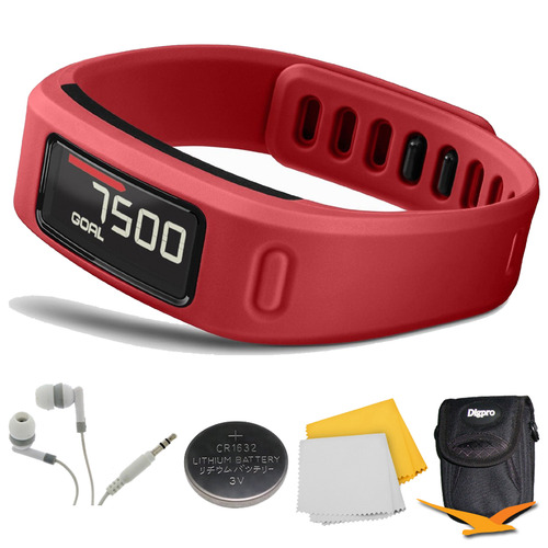 Garmin Vivofit Bluetooth Fitness Band (Red) (010-01225-08) Deluxe Bundle