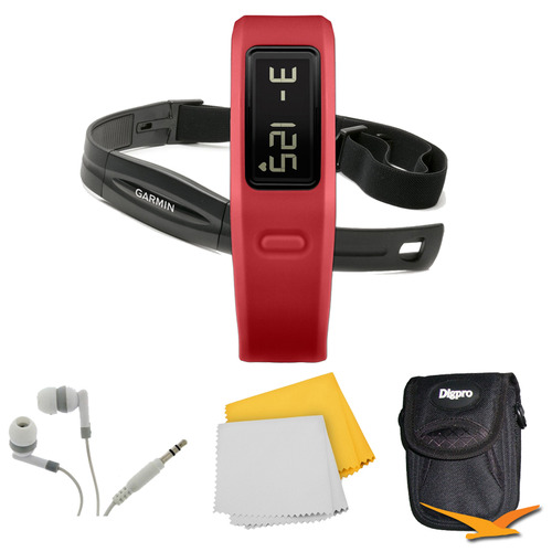 Garmin Vivofit Fitness Band w/ Heart Rate Monitor (Red) (010-01225-38) Bundle