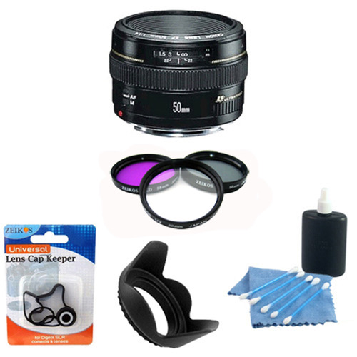 Canon EF 50mm F/1.4 USM Lens 2515A003 w/ Filter Kit, Hood & Cleaning Kit