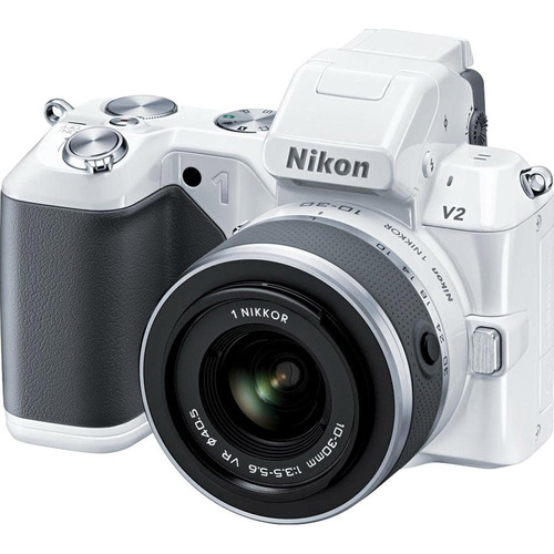 Nikon 1 V2 14.2 MP HD Digital Camera with 10-100mm VR 1 NIKKOR Lens (White)