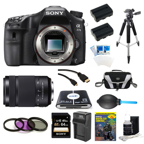 Sony a77II HD DSLR Camera, 64GB Card, and 55-300mm Lens Bundle