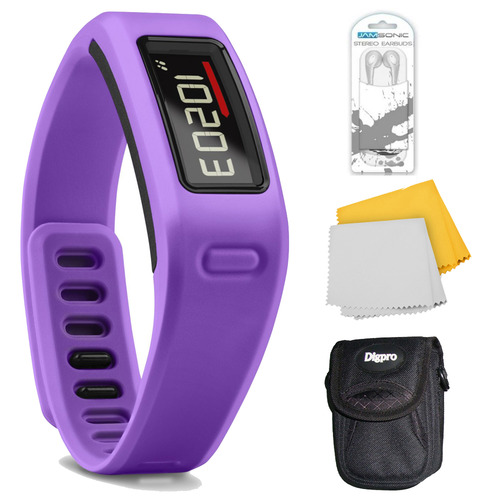 Garmin Vivofit Fitness Band Heart Rate Monitor Purple Headphone & Case Bundle