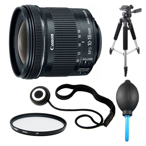 Canon EF-S 10-18mm F4.5-5.6 IS STM Lens, Filter, and Tripod Bundle