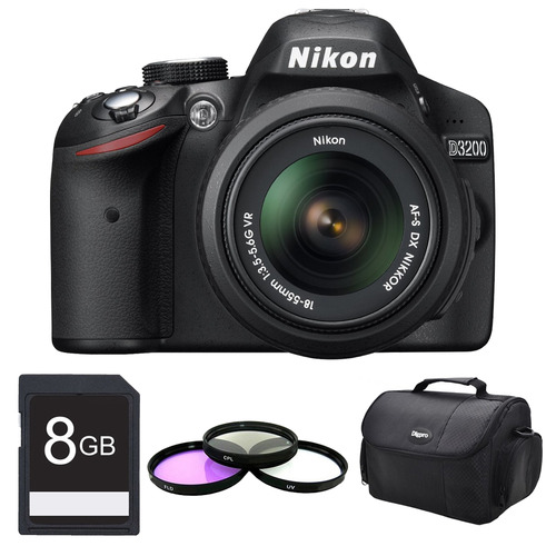 Nikon D3200 DX-format Digital SLR Kit w/ 18-55mm DX VR Zoom Lens Pro Kit (Black)