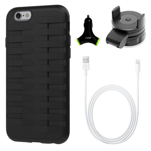Urge Basics Cobra Apple iPhone 6 Silicone Dual Protective Case - Black Accessory Bundle