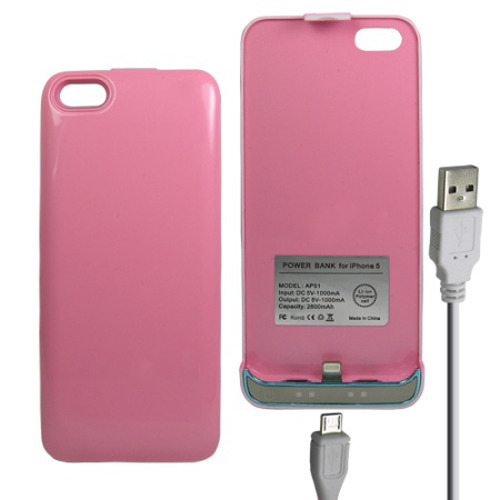 Power Bank iPhone 5 Battery Case 2600mAh - Pink