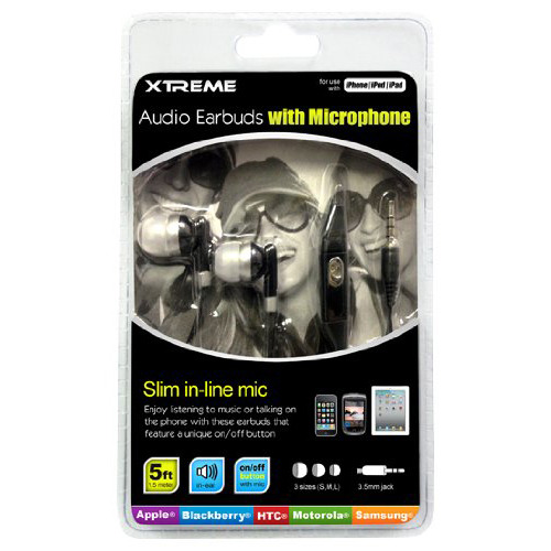 Xtreme Audio Earbuds with Microphone Black