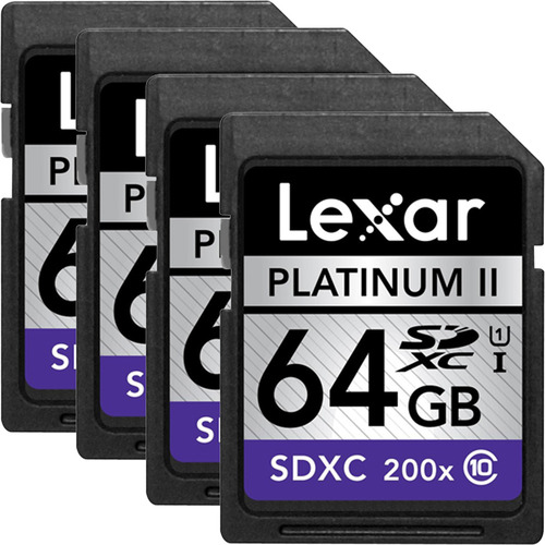 Lexar 64GB Platinum II SD/SDHC 200x Memory Card 4-Pack (LSD64GBSBNA200)