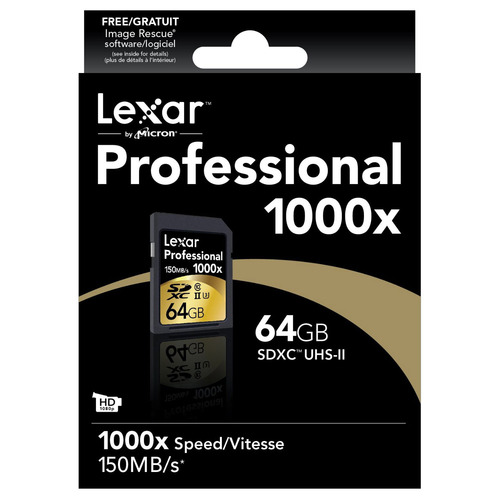 Lexar 64GB Professional 1000x SDHC/SDXC Class 10 UHS-II Memory Card Up to 150 MB/s