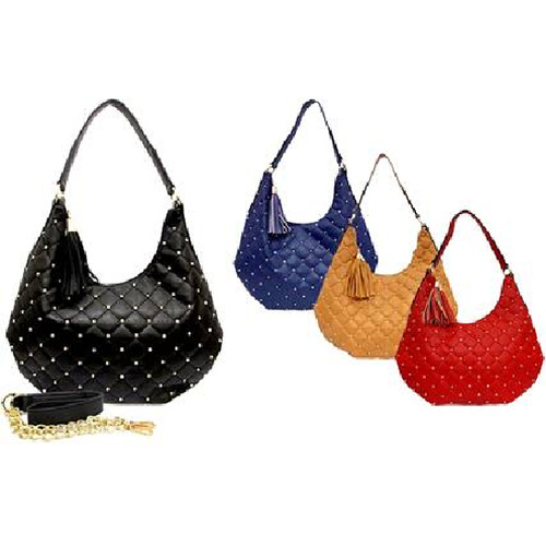 Yoki Quilted Hobo with Micro Stud & Tassel in Navy - 1034NVY