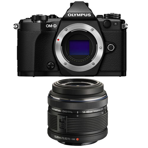 Olympus OM-D E-M5 Mark II Micro Four Thirds Black Digital Camera 14-42mm Lens Bundle