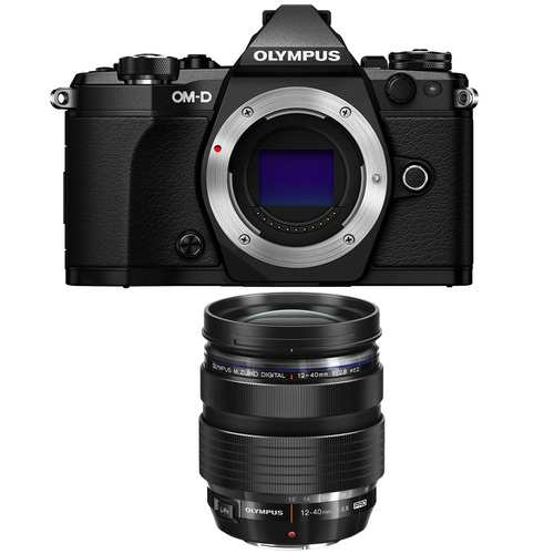 Olympus OM-D E-M5 Mark II Micro Four Thirds Black Digital Camera 12-40mm Lens Bundle
