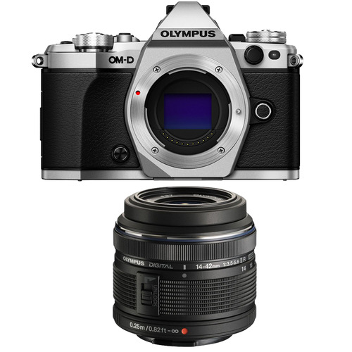 Olympus OM-D E-M5 Mark II Micro Four Thirds Silver Digital Camera 14-42mm Lens Bundle