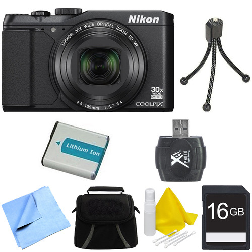 Nikon COOLPIX S9900 16MP HD 1080p 30x Opt Zoom Digital Camera - Black Deluxe Bundle