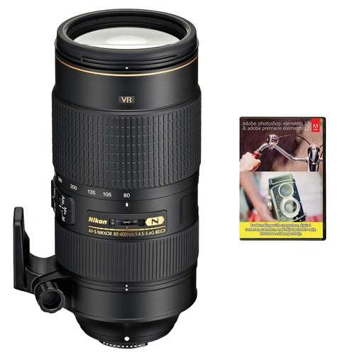Nikon AF-S NIKKOR 80-400mm f.4.5-5.6G ED VR Lens With Adobe Elements Bundle