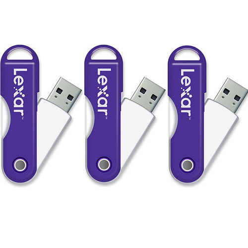 Lexar JumpDrive TwistTurn 16GB High Speed USB Flash Drive (Purple) 3-Pack (48GB Total)