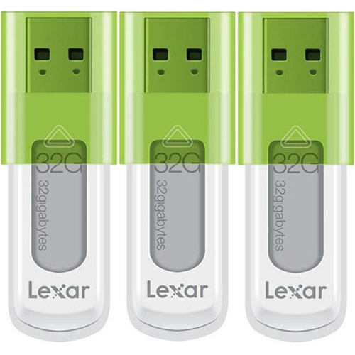 Lexar 32 GB JumpDrive High Speed USB Flash Drive (Green) 3-Pack (96 GB Total)