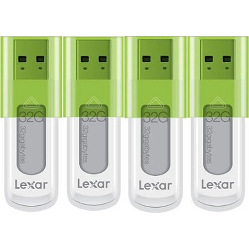 Lexar JumpDrive 32GB S50 Hi-Speed USB Flash Drive 4-Pack (Green) - Bulk Packaged