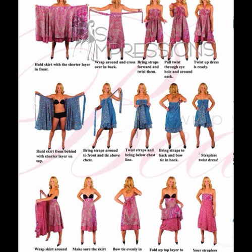 Iris Impressions 100 Way Wrap Skirt Dress, Saba Vine - Pink (One Size)
