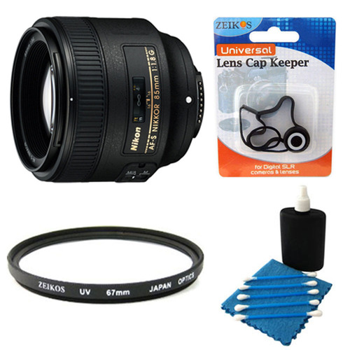 Nikon 85mm f/1.8G AF-S Nikkor Lens w/ UV Filter, Lens Cap Keeper & Cleaning Kit
