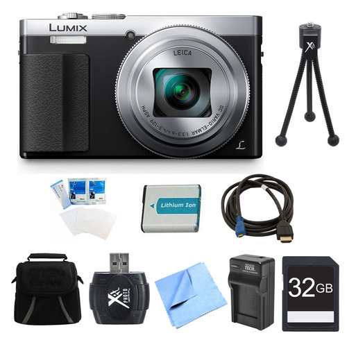 Panasonic LUMIX ZS50 30X Travel Zoom Silver Digital Camera 32GB Bundle